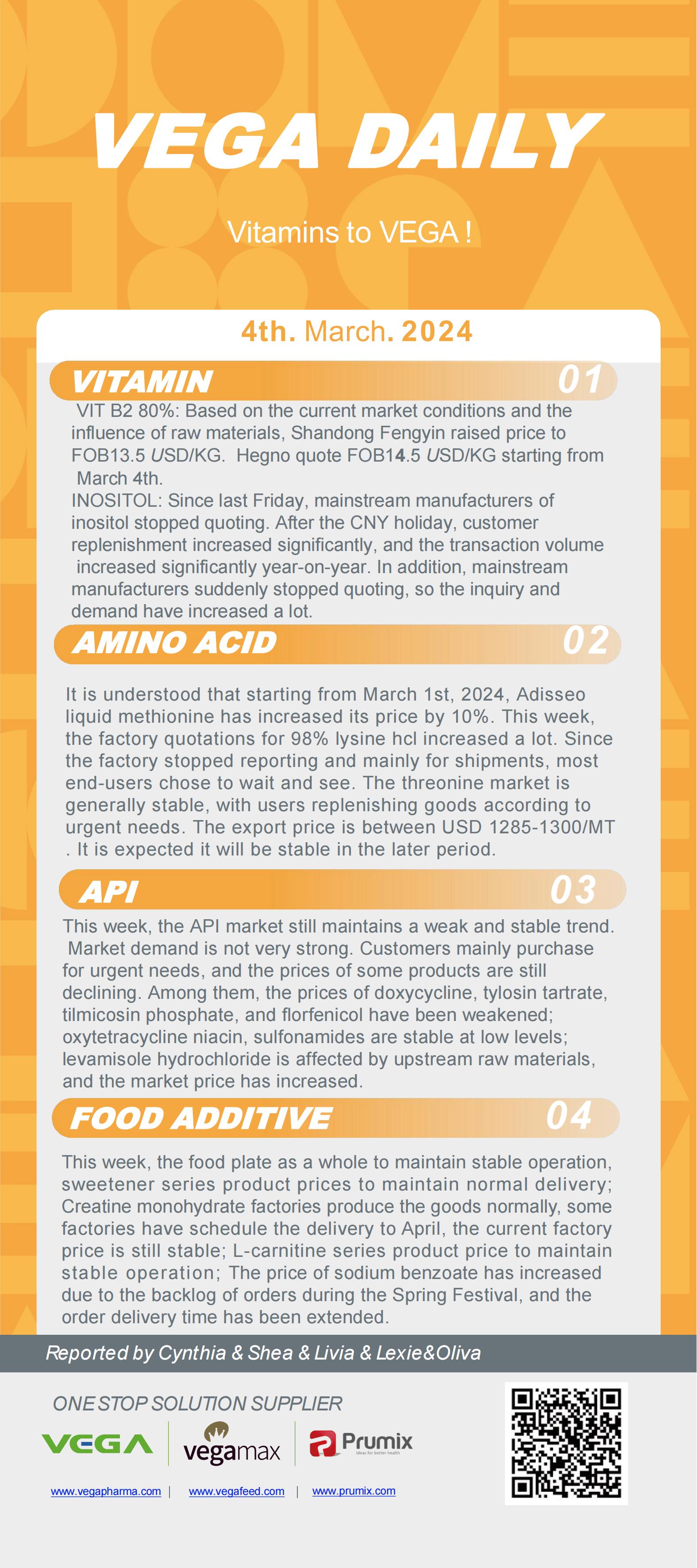 Vega Daily Dated on Mar 4th 2024 Vitamin Amino Acid APl Food Additives.jpg